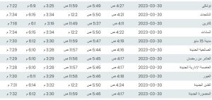 مواقيت الصلاة اليوم